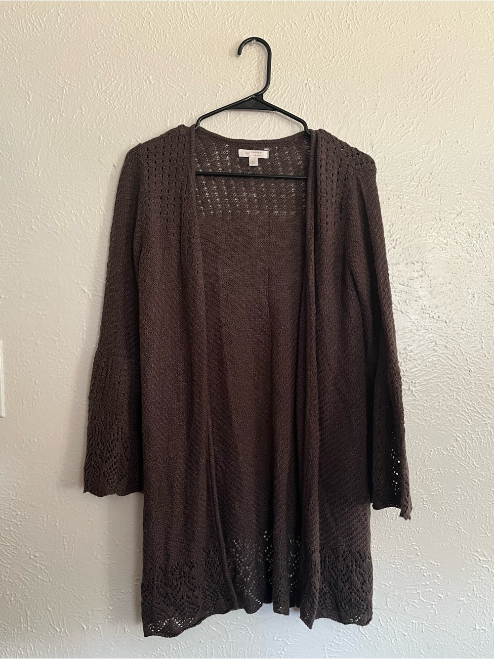 LC Lauren Conrad Chocolate Brown Open-Front Knit Cardigan
